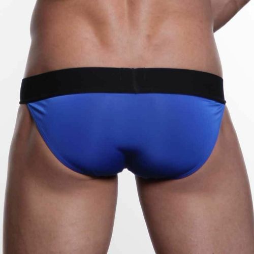 Мужские трусы танга синие с черной резинкой HOM Night Therapy Tanga Brief Blue