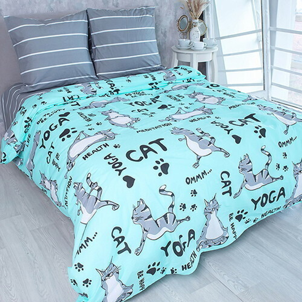 Постельное белье 2,0 поплин Традиция «Йога кошки»