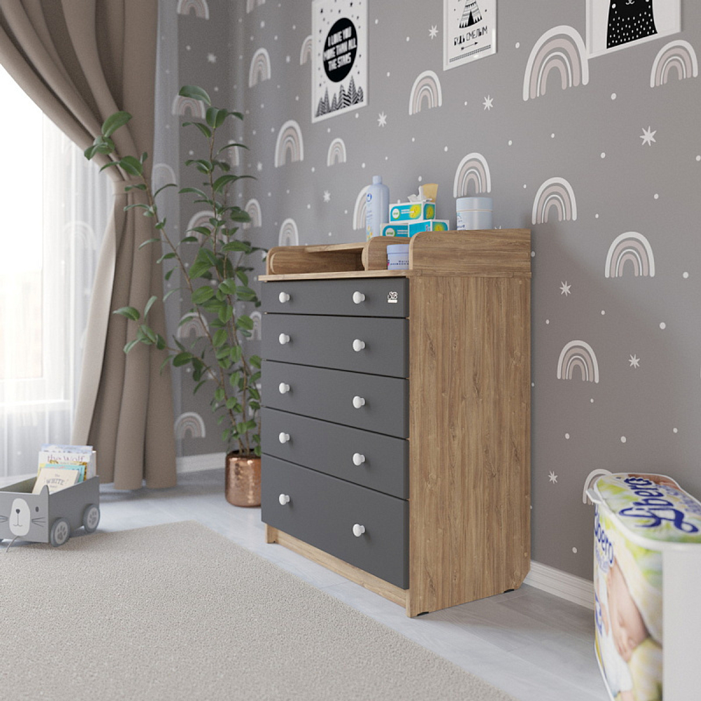 Комод Sweet Baby Marsala 427191 Дуб канзас/антрацит