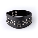 Кожаный черный ошейник с велюровой подкладкой (Цвет: черный)