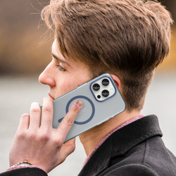 Мягкий чехол темно-синего цвета с поддержкой зарядки MagSafe для iPhone 15 Pro Max, серия Frosted Magnetic