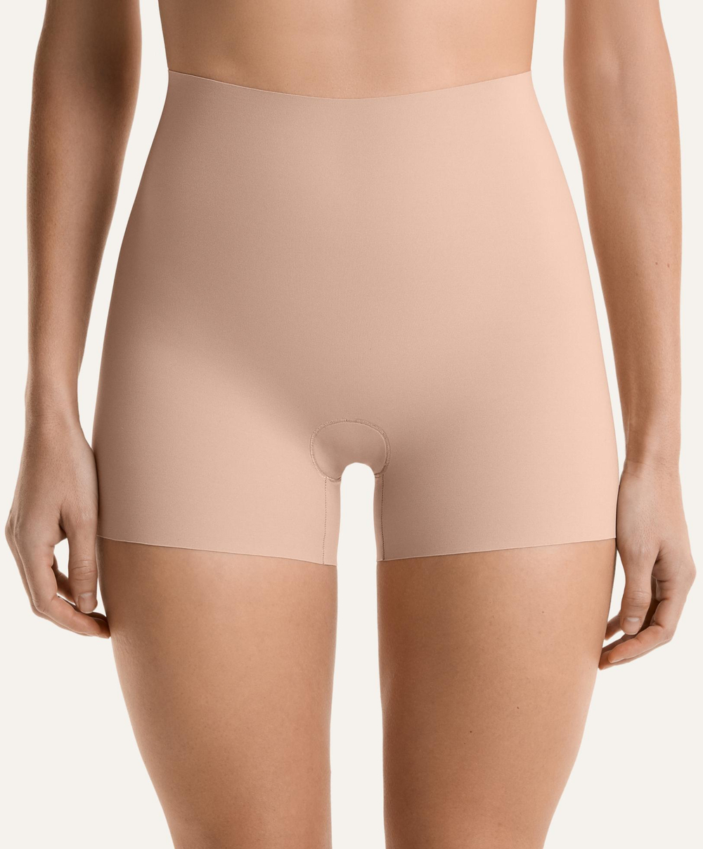 OYSHO Бесшовные шорты с высокой талией, вырезанные лазером, бежевый