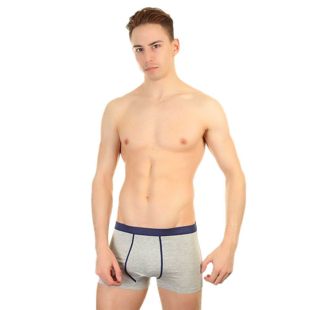 Мужские трусы боксеры серые меланж с синей окантовкой Romeo Rossi 29515
