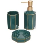 Набор для ванной из 3-х предметов керамический «Грани» изумрудный