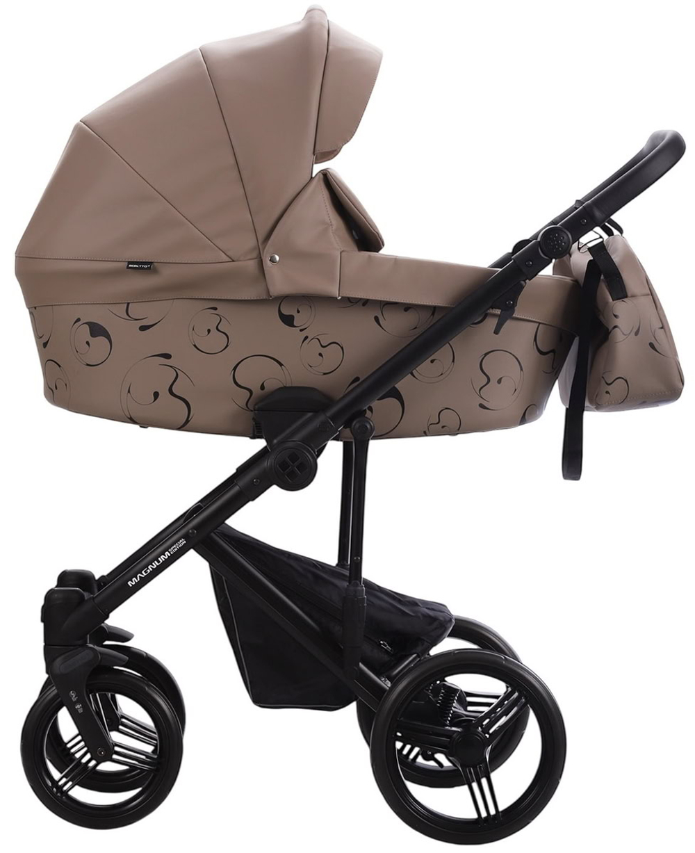 Детская коляска Bebetto Magnum Light SE Pro 3 в 1 с автокреслом Avionaut Cosmo 05 т.бежевая кожа черная рама