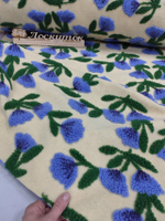 Альпака (шерпа) с объемным рисунком/ Васильки на молочном