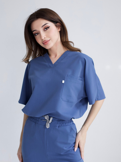 Костюм Oversize индиго детали кроя и карманов