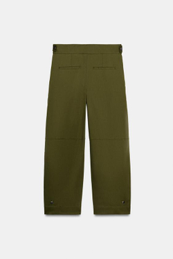 ZARA БРЮКИ ЧИНОС С ХЛЯСТИКАМИ — ZW COLLECTION, ОЛИВКОВЫЙ