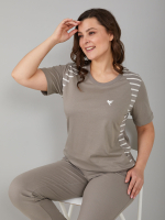 Футболка Фк-115/серобежевая-полоса