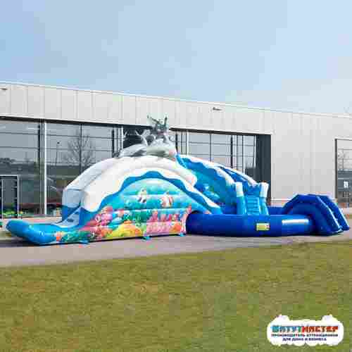 Надувной аквапарк с горками и бассейном «Морское приключение», 16,7×15×6,7 м