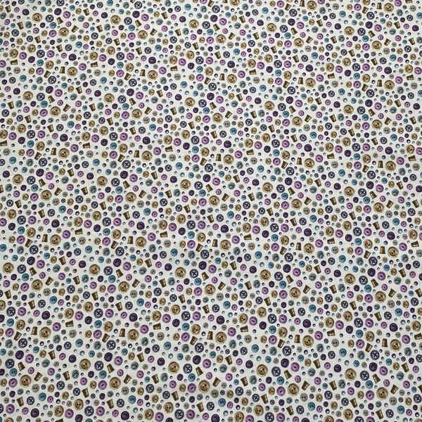 ПУГОВКИ, НАПЕРСТКИ НА БЕЛОМ,  хлопок Handmade Fabrics 4
