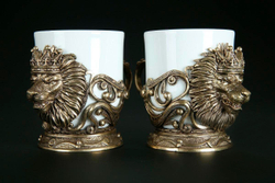 Набор чашек для кофе "Лев Vip" 2шт. в подарочном кейсе с художественным оформлением