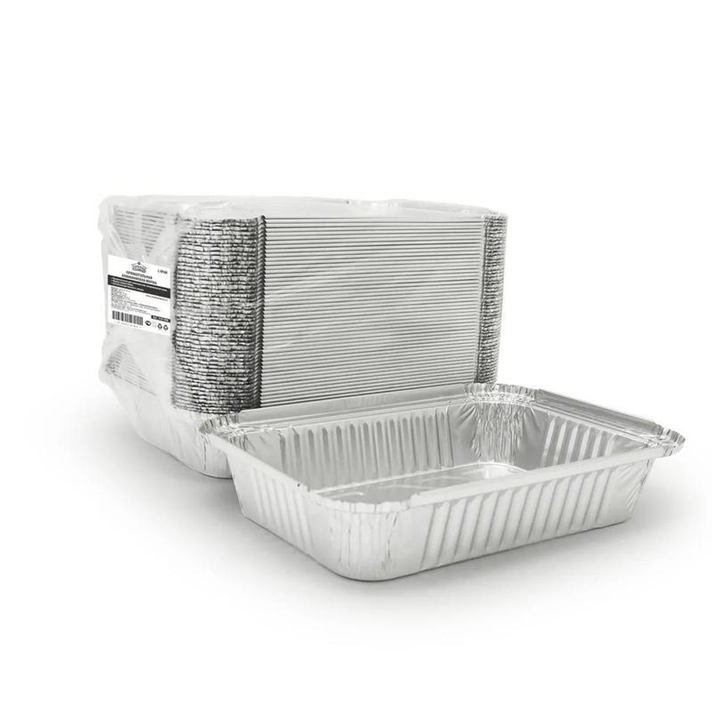 Форма алюмининевая,прямоугольная ,L-край, верхний внешний размер:218*156мм, дно 180*118мм, высота 38мм. 600шт/кор. объем 880мл 60мкм