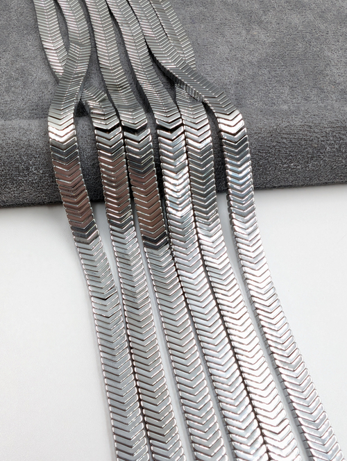 Гематит ёлочка 6*1мм, темное серебро