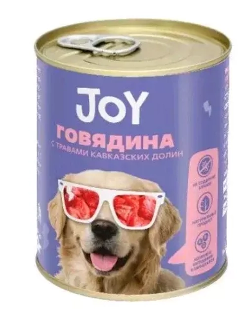 JOY Консервы беззерновые для собак средних пород Говядина, 340 г