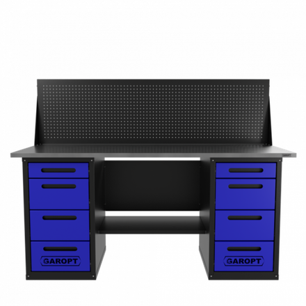 Верстак двухтумбовый 4 ящиков /4 ящиков с экраном, синий 1800*700 GAROPT, GT1800Y4Y4PP.blue