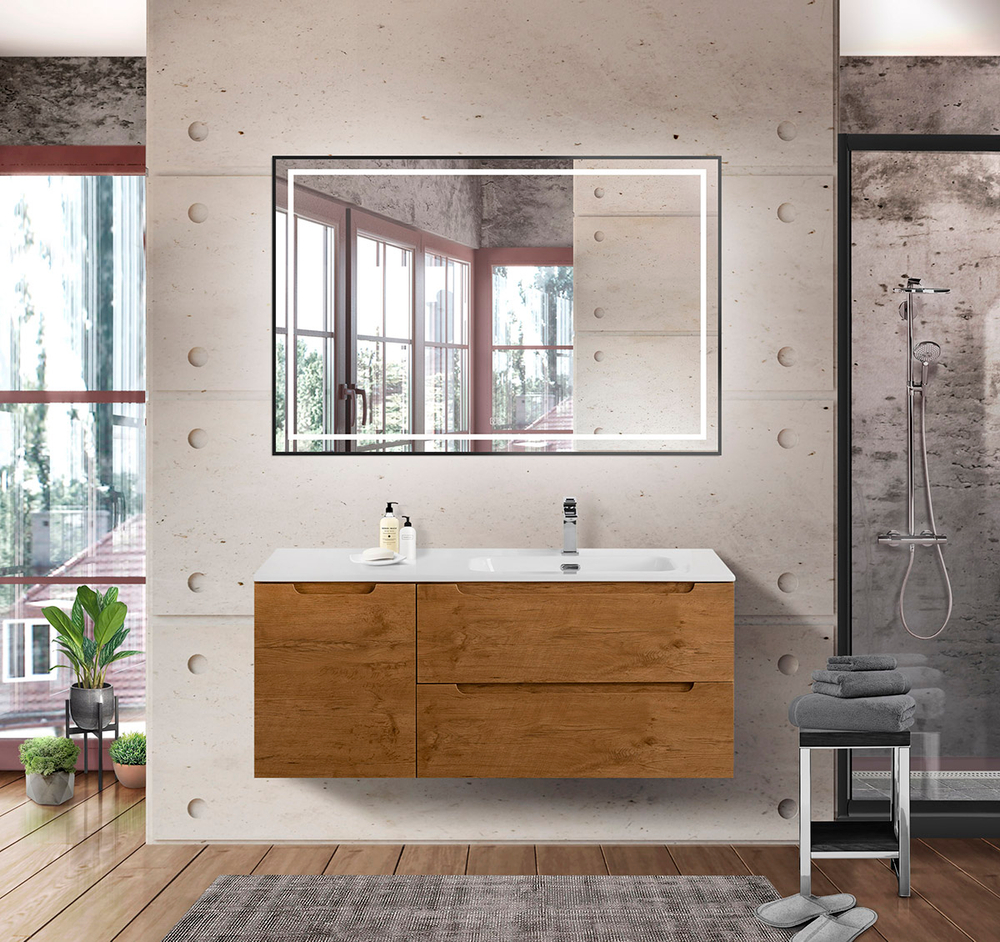 Подвесная тумба с раковиной BelBagno ETNA 120 Rovere Nature правая, ETNA-1200-2C-1A-SO-RN-R + BB1200ETL-R