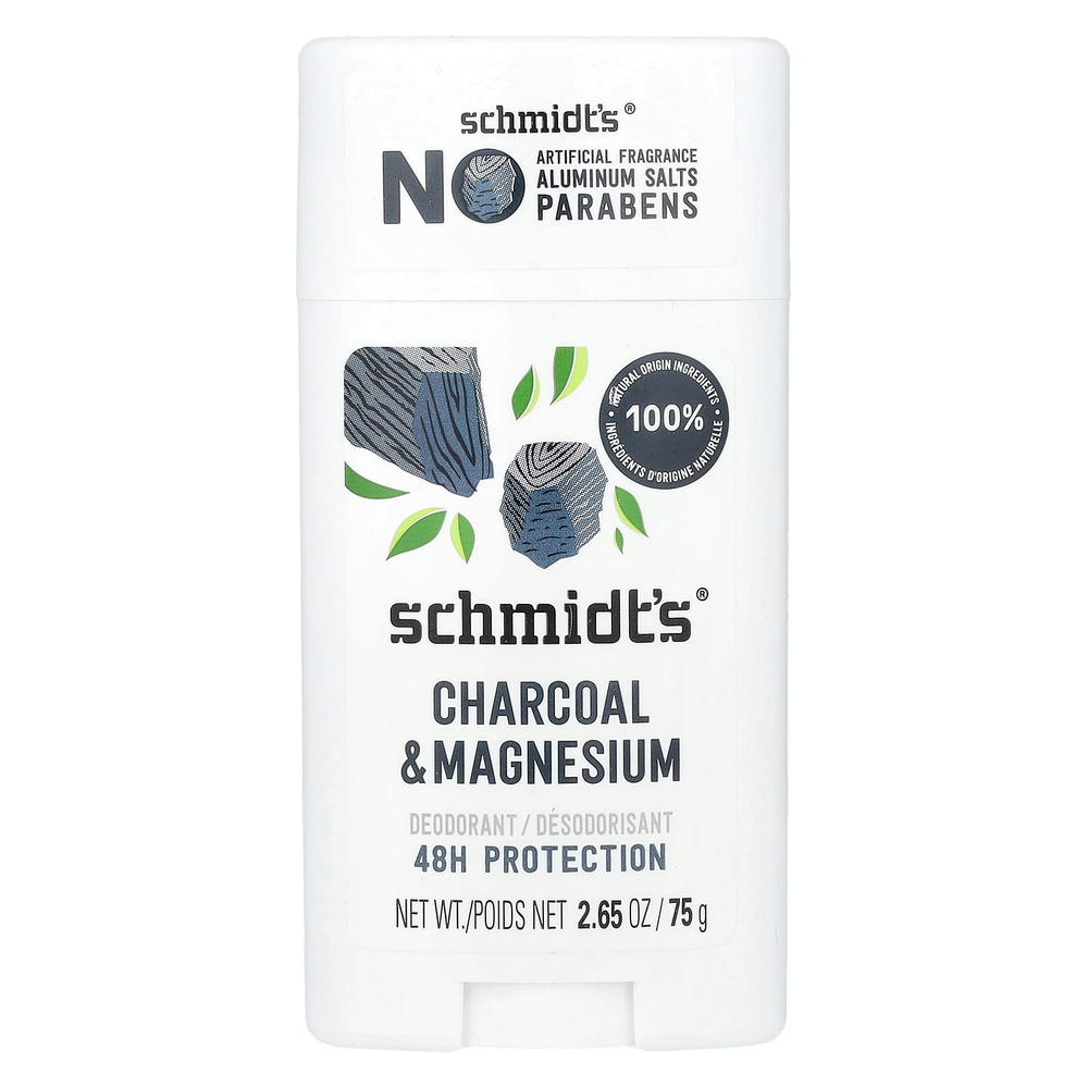 Schmidt's, дезодорант, древесный уголь и магний, 75 г (2,65 унции)
