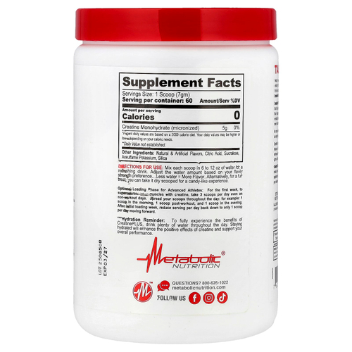 Metabolic Nutrition, Micronized Creatine Plus™, арбуз, 420 г