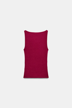 ZARA МИНИМАЛИСТИЧНЫЙ ТОП БЕЗ РУКАВОВ, КЛУБНИЧНЫЙ