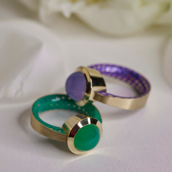 Кольцо с Хризопразом, Эмаль, R0178-22/20