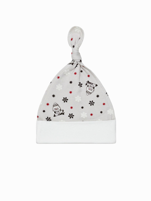 Шапочка-узелок (утепленная) Совушки gray