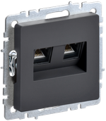 BRITE Розетка компьютерная двойная RJ45 кат.6 РК11-2-БрГ графит IEK