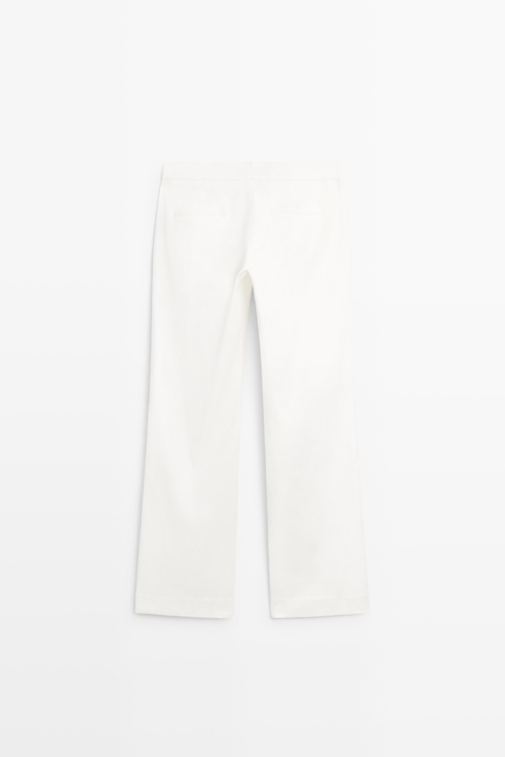 Massimo Dutti Брюки Kick Flare из льняной ткани, белый