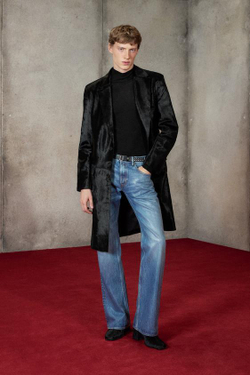 ZARA X LUDOVIC DE SAINT SERNIN ДЖИНСЫ-КЛЕШ ИЗ ВОЩЕНОЙ ТКАНИ, СИНИЙ