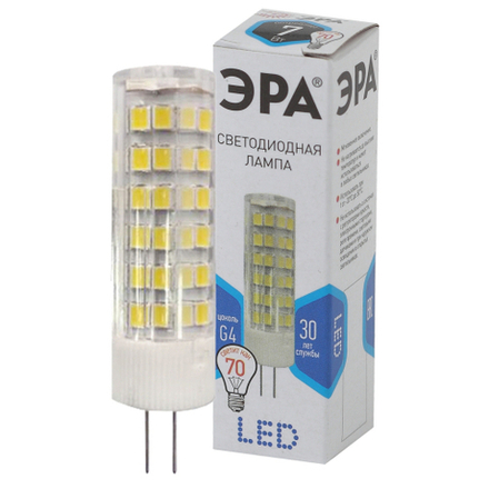 Лампа светодиодная ЭРА STD LED JC-7W-220V-CER-840-G4 G4 7Вт керамика капсула нейтральный белый свет