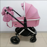 Детская модульная 2в1 коляска Luxmom 750, / выдвижная ручка /розовый цвет