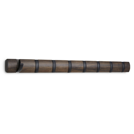 Вешалка настенная UMBRA Flip, 84,5 см, черная/орех, 8 крючков