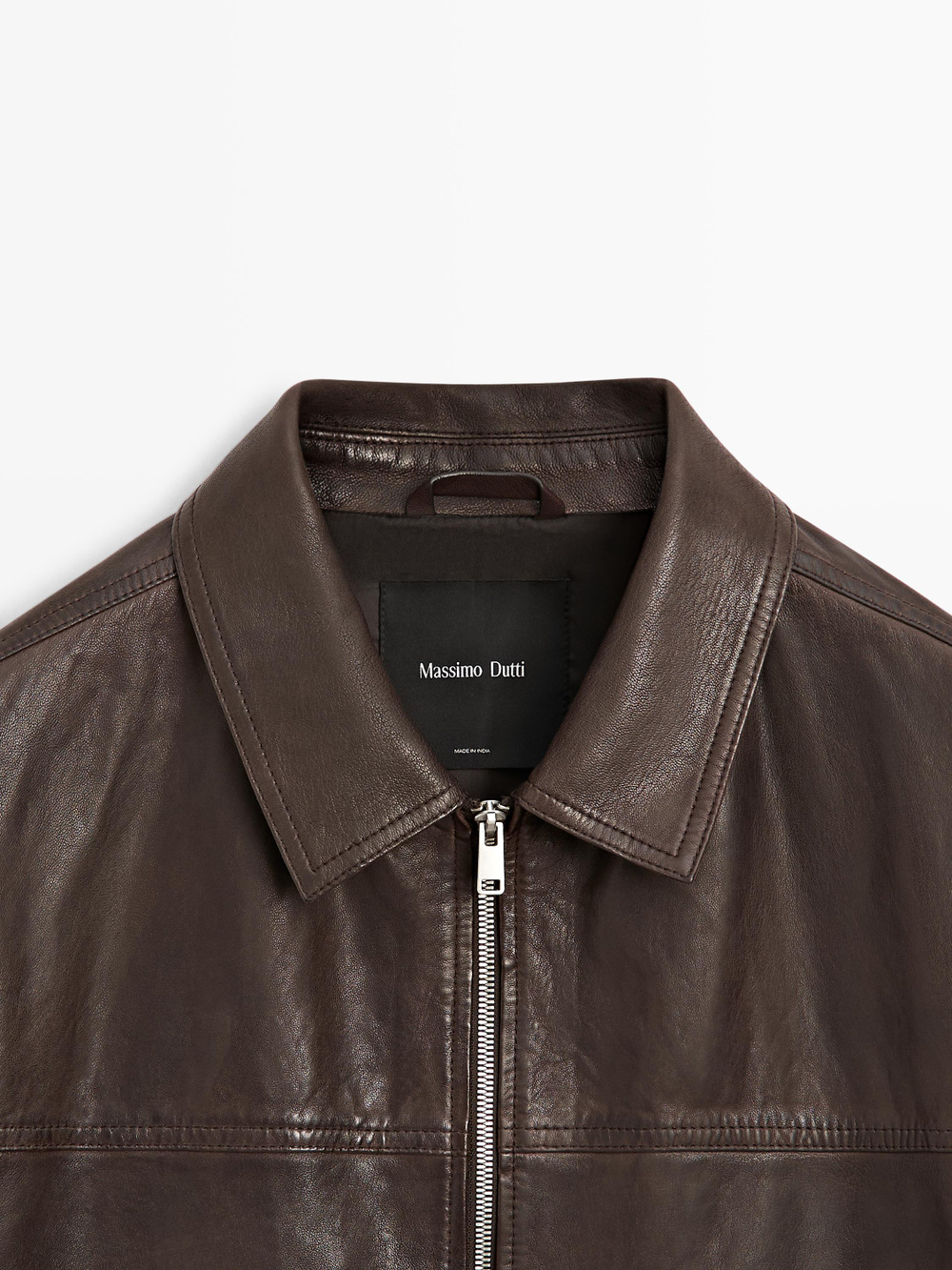 Massimo Dutti Кожаная куртка наппа, коричневый