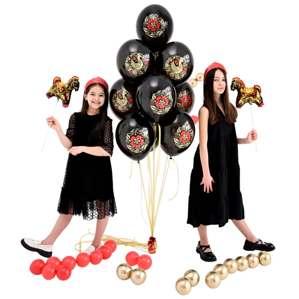 Шар с рис 14" Русский стиль Хохлома