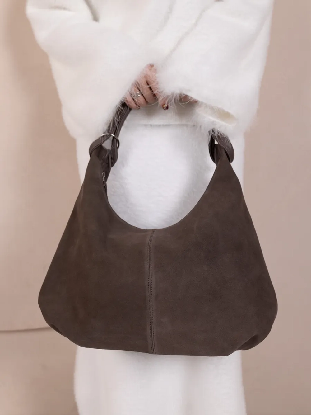 сумка большая через плечо шоппер натуральная замша