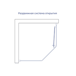 Душевой уголок стекло 6 мм, пятиугольный, форма трапеция, раздвижная дверь, RGW PA-86S NEW (Матовое-Сатинат, 900x1000)