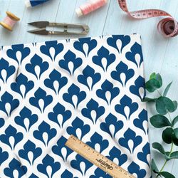 Ткань шелк Армани синий королевский узор