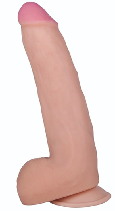 Фаллоимитатор с мошонкой на присоске F LINE - 22 см. (Цвет: телесный)