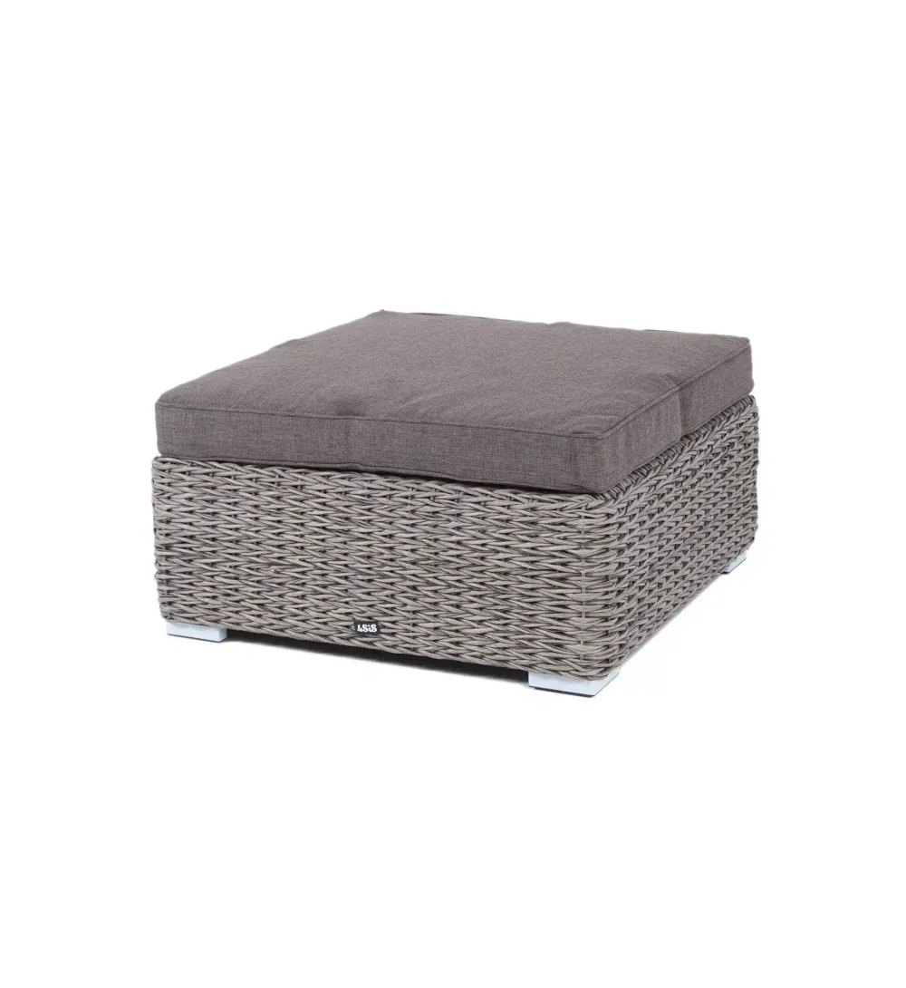 "Лунго" плетеная оттоманка с подушкой (гиацинт), цвет серый