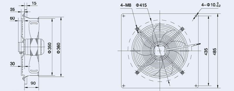 Вентилятор Weiguang YWF-4D-350-S(B)-92/25-B (YWF(K)4D350-ZF)