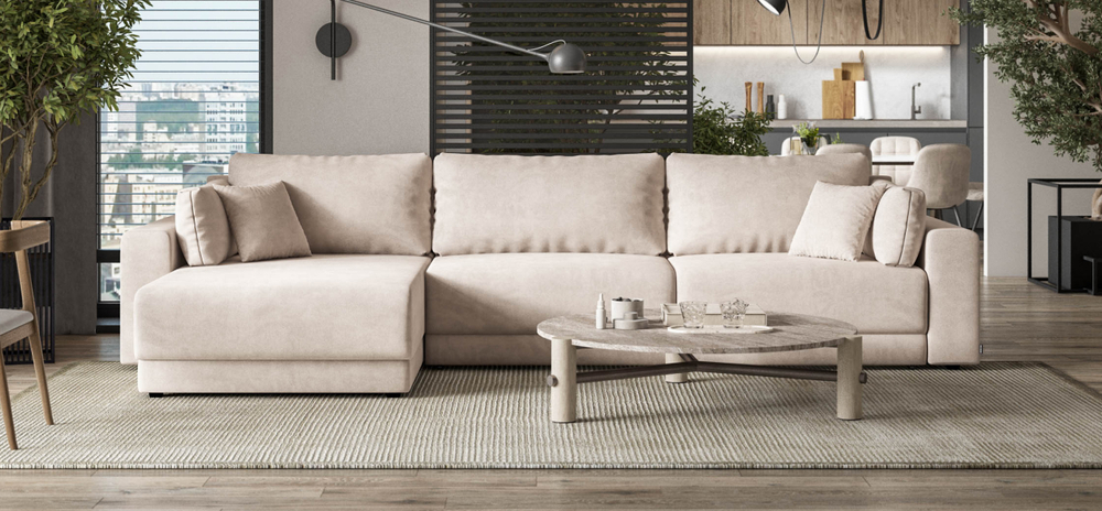 Угловой диван Босс Прайм Макс Велюр Монолит латте