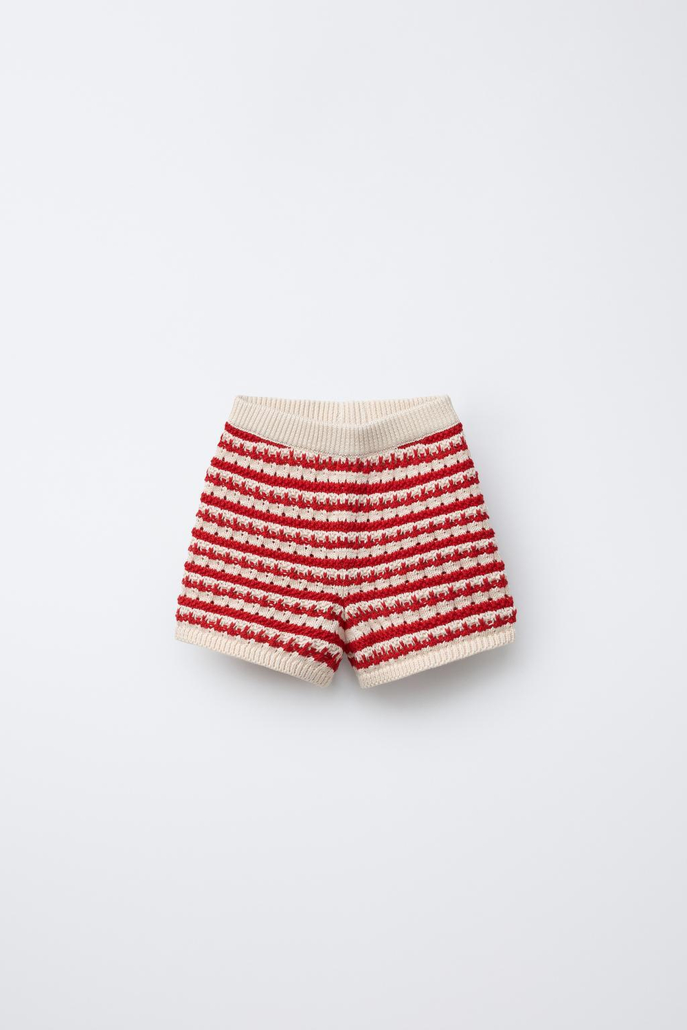 ZARA ШОРТЫ ИЗ ТРИКОТАЖА В ПОЛОСКУ, КРАСНЫЙ