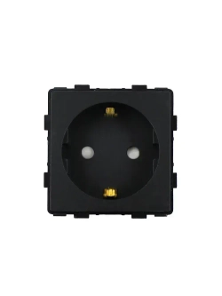 Механизм розетки KLUST Basic с заземлением, со шторками, черный