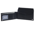 Необычный мужской чёрный кошелёк клатч из натуральной кожи с ремешком для руки GALIB 7M123