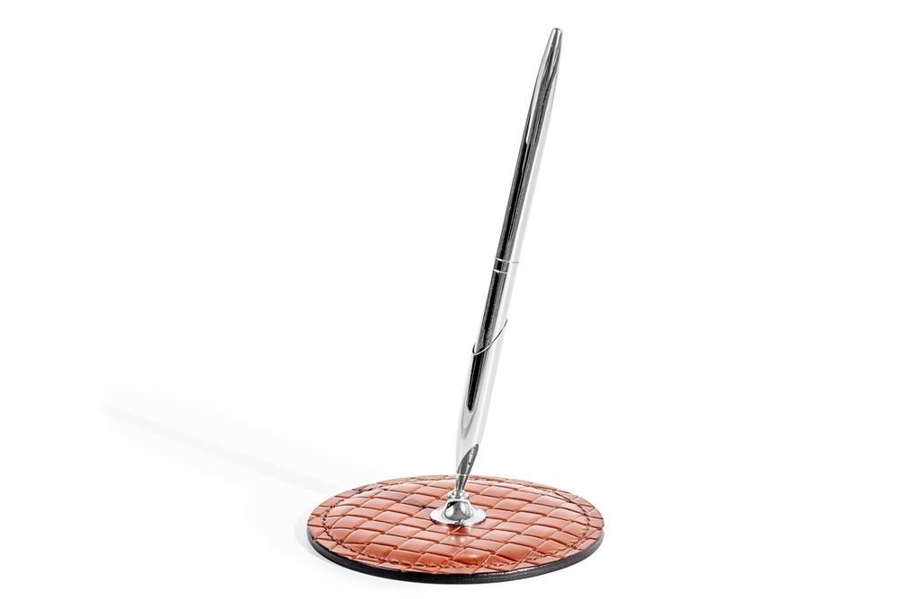 Подарочный офисный набор Дзен из кожи люкс FG Tan treccia/шоколад 8 предметов