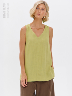 Удлиненный топ из льна с V-вырезом