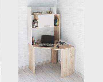 Стол письменный  КВАРТЕТ-12 дуб сонома / белый с тиснением поры дерева