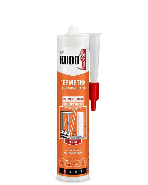 Герметик для окон и дверей KUDO HOME KSK-190 силиконовый прозрачный, 280 мл