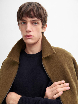 Massimo Dutti Свитер из смесовой шерсти с круглым вырезом, темно-синий