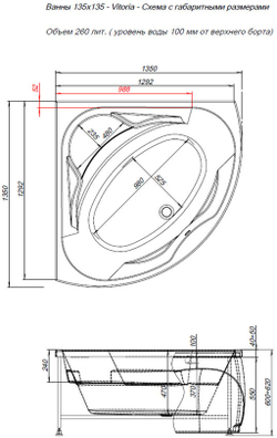 Акриловая ванна Aquanet Vitoria 130x130 (с каркасом)